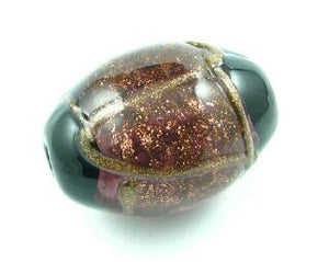 Chinese Lampwork, Goldspun Sparkle Oval, Amethyst, 22x16mm (2pc)