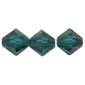 Swarovski Crystal, Bicone, Emerald (4 or 6mm)