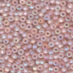Size 6 Seed Bead, Matte Transparent Pale Pink AB (10gms)