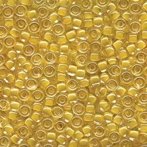 Size 6 Seed Bead, Lemon Lined Crystal (10gms)