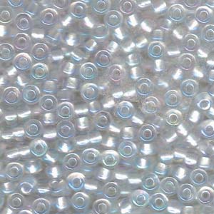 Size 6 Seed Bead, Pearlized Crystal AB/White (10gms)
