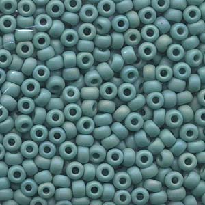 Size 6 Seed Bead, Matte Opaque Turquoise Green AB (10gms)