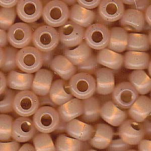 Size 6 Seed Bead, Dyed Pale Peach Silver Lined Alabaster (10gms)