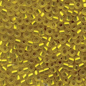 Size 6 Seed Bead, Matte Silver Lined Yellow (10gms)