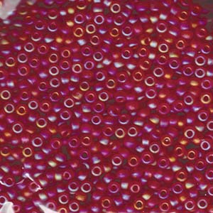 Size 8 Seed Bead, Matte Transparent Ruby AB (10gms)