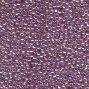 Size 8 Seed Bead, Lined Magenta AB (10gms)