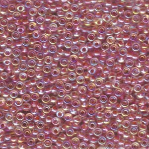 Size 8 Seed Bead, Dark Peach Lined Crystal AB (10gms)