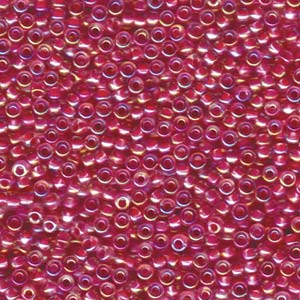 Size 8 Seed Bead, Hot Pink Lined Crystal AB (10gms)