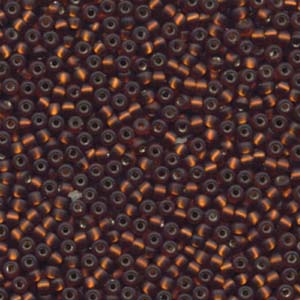 Size 8 Seed Bead, Matte Silver Lined Dark Topaz (10gms)