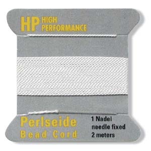 High Performance Bead Cord, White, Size 3, 0.5mm (2m card)