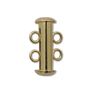 2-Strand Tube Clasp, Gold, 17x10mm (1 clasp)
