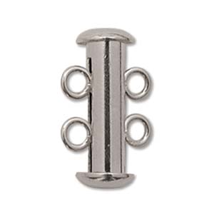 2-Strand Tube Clasp, Silver, 16x10mm (1 clasp)