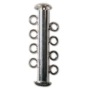 4-Strand Tube Clasp, Nickel, 25x11mm (1 Clasp)