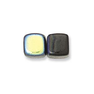 Czech Glass, Cube, Jet Black AB, 5x7mm (10 pcs)