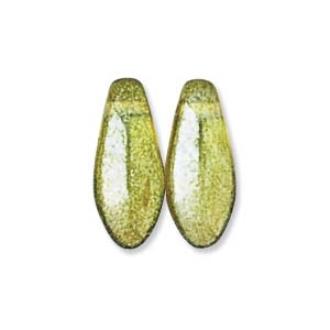 Czech Glass, Dagger Drop, Olivine Shimmer, 5x12mm (10 pcs)