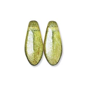 Czech Glass, Dagger Drop, Olivine Shimmer, 5x12mm (10 pcs)