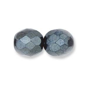 Czech Glass Facet, Hematite, 6mm (10 beads)