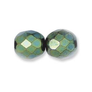 Czech Glass Facet, Green Iris (4, 6 or 8mm)