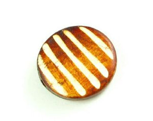 Bone Bead, Coin 01, Brown with White, 20mm (10pcs)