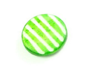 Bone Bead, Coin 03, Green with White, 20mm (10pcs)