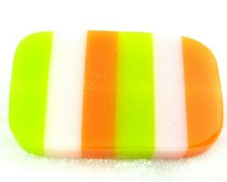Resin, Rectangle Stripe Width, Green/Pink/Orange, 40x26mm (10pc)