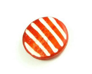 Bone Bead, Coin 04, Orange with White, 20mm (10pcs)