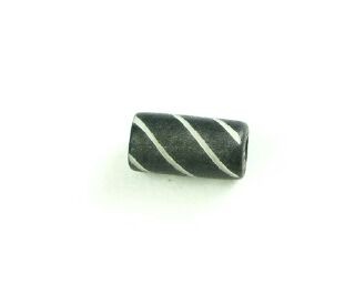 Bone, Tube, Short 14, Black with White, 11x6mm (20pcs)