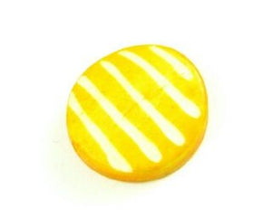 Bone Bead, Coin 07, Yellow with White, 20mm (10pcs)