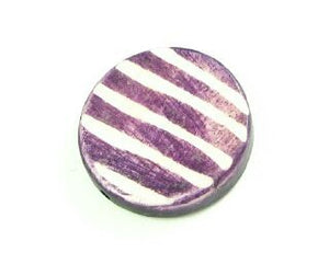 Bone Bead, Coin 08, Purple with White, 20mm (10pcs)