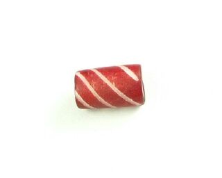 Bone, Tube, Short 16, Red with White, 11x6mm (20pcs)