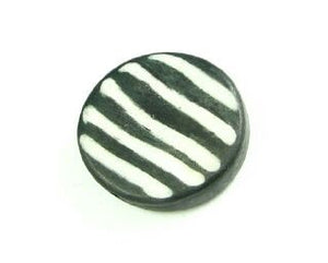 Bone Bead, Coin 09, Black with White, 20mm (10pcs)