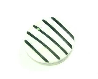 Bone Bead, Coin 10, White with Black, 20mm (10pcs)