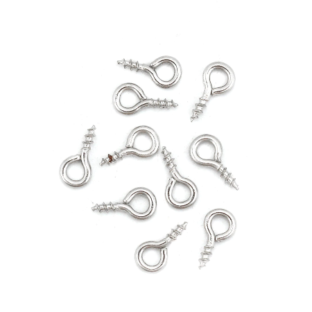 Screw Eyelet Bail, Nickle, 8x4mm (20 Bails)