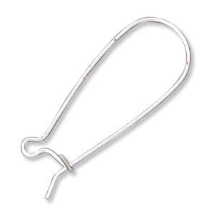 Kidney Ear Wire, Nickel, 38mm (10 pairs)