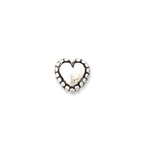 6mm Plastic Metallic Beaded Heart, Silver (10 pcs)