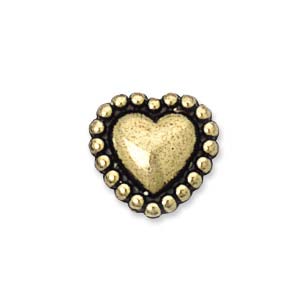 10mm Plastic Metallic Beaded Heart, Gold (10 pcs)