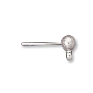 Earring Post with 4mm Ball & Loop, Nickel (10prs=$4.50, 50prs=$15)