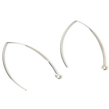 V Shape Earwire, Nickel, 25x42mm (5prs)