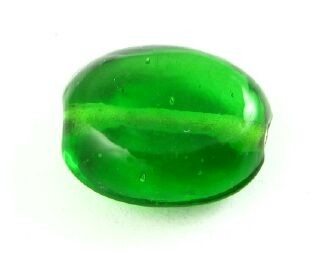 Indian Glass, Plain, Large Oval, Emerald, 17x4mm (60gms - 24pcs, Only 1 packet left!)