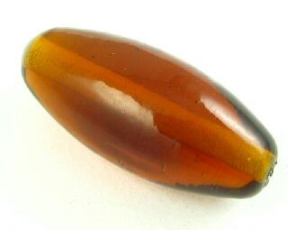 Indian Glass, Plain, Long Rice, Dark Amber, 24x11mm (40gms - 18pcs)