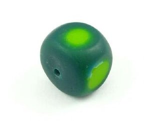 Resin, Dot Cube, Forest Green/Lime, 17mm (10pc)