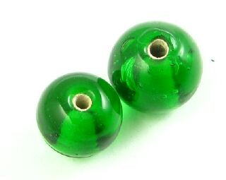 Indian Glass, Plain, Round, Emerald, 8mm (40gms - 40pcs)