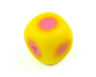 Resin, Dot Cube, Yellow/Pink, 17mm (10pc)