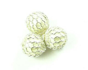 Mesh Covered Pearl, Plastic, White, 9mm (10 pcs)