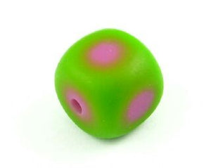 Resin, Dot Cube, Lime/Pink, 17mm (10pc)