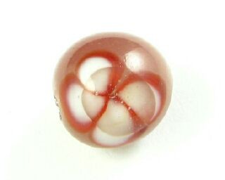 Indonesian Lampwork, Round Flower, Mauve/White, 12mm (10 pcs)