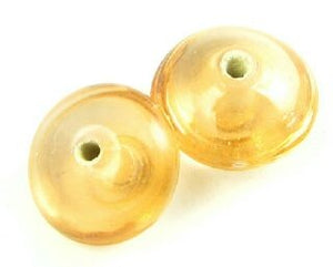 Indian Glass, Plain, Medium Rondelle, Champagne, 7x12mm (40gms - 32pcs)