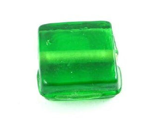 Indian Glass, Plain, Square, Emerald, 13mm (40gms - 20pcs, only one packet available)