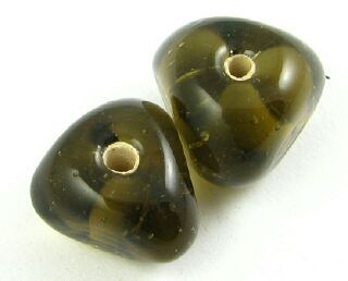 Indian Glass, Plain, Rounded Tri, Grey, 9x12mm (40gms - 24pcs)