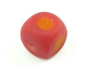 Resin, Dot Cube, Red/Orange, 17mm (10pc)